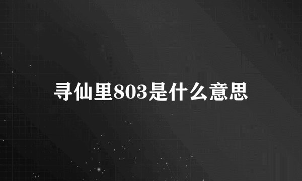 寻仙里803是什么意思