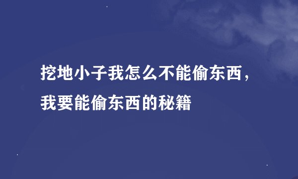 挖地小子我怎么不能偷东西，我要能偷东西的秘籍