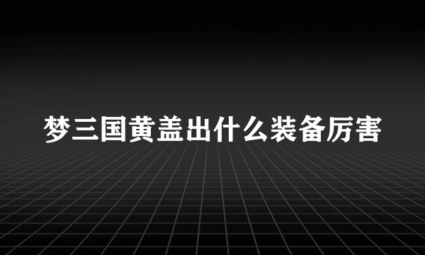 梦三国黄盖出什么装备厉害