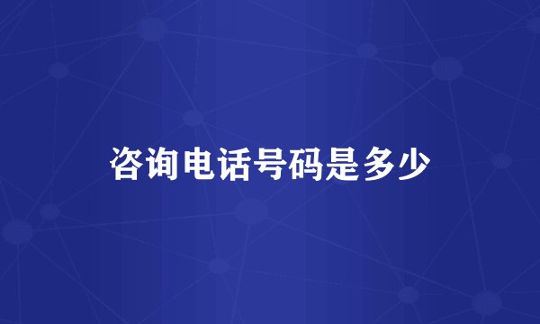 咨询电话号码是多少