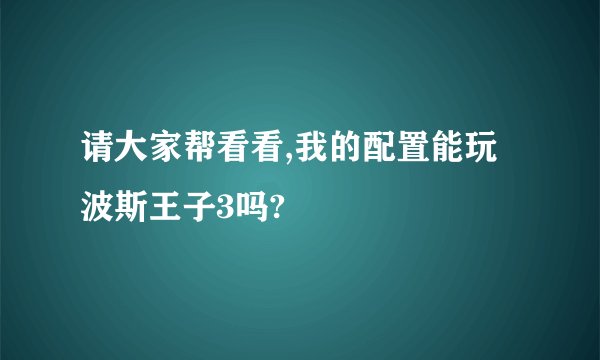 请大家帮看看,我的配置能玩波斯王子3吗?