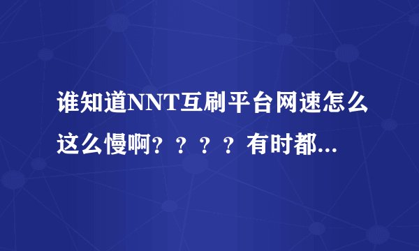 谁知道NNT互刷平台网速怎么这么慢啊？？？？有时都打不开！！