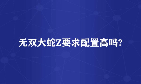 无双大蛇Z要求配置高吗?