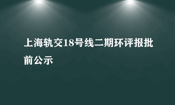 上海轨交18号线二期环评报批前公示