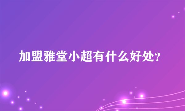 加盟雅堂小超有什么好处？