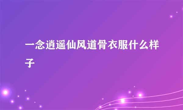 一念逍遥仙风道骨衣服什么样子