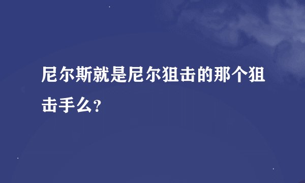尼尔斯就是尼尔狙击的那个狙击手么？