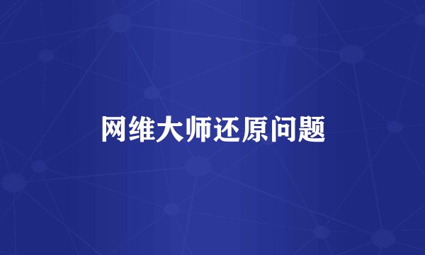 网维大师还原问题