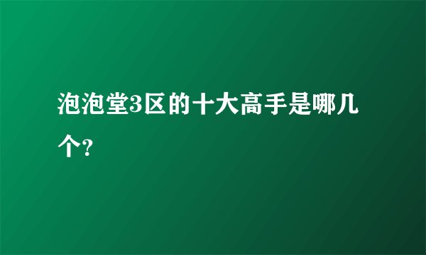 泡泡堂3区的十大高手是哪几个？