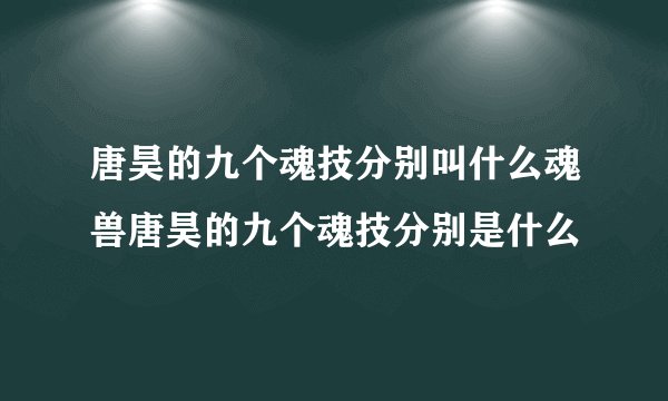 唐昊的九个魂技分别叫什么魂兽唐昊的九个魂技分别是什么