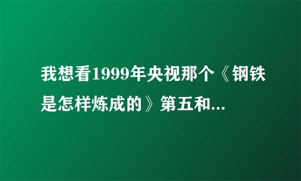 我想看1999年央视那个《钢铁是怎样炼成的》第五和第六集 谁有办法 在线也行 网上很多都没有
