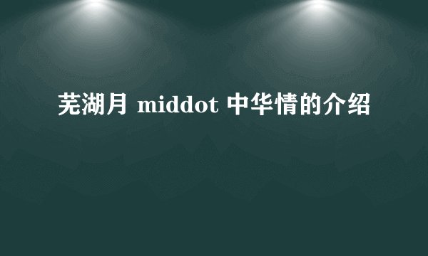 芜湖月 middot 中华情的介绍