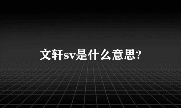 文轩sv是什么意思?