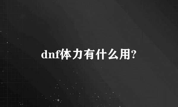 dnf体力有什么用?