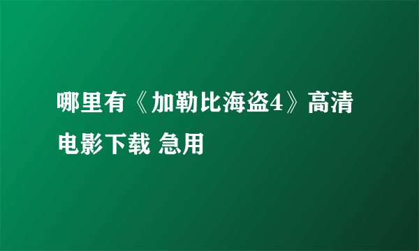 哪里有《加勒比海盗4》高清电影下载 急用