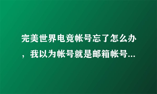 完美世界电竞帐号忘了怎么办，我以为帐号就是邮箱帐号什么的，结果它弹出一个框说恭喜我注册成功，