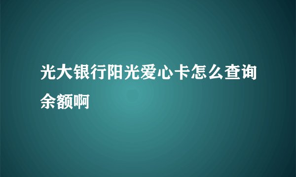 光大银行阳光爱心卡怎么查询余额啊