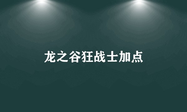 龙之谷狂战士加点