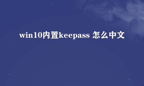 win10内置keepass 怎么中文