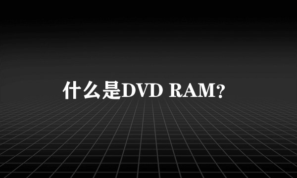 什么是DVD RAM？
