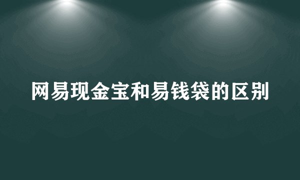 网易现金宝和易钱袋的区别