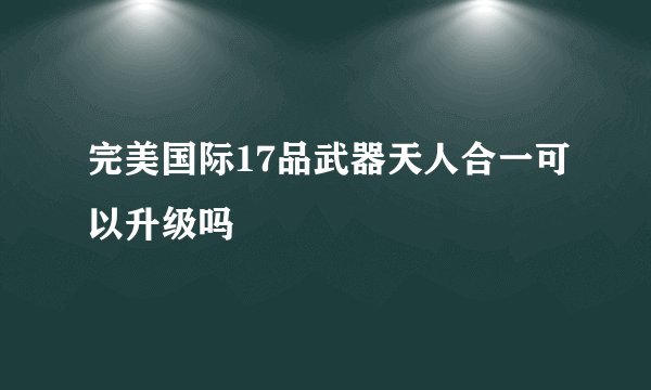 完美国际17品武器天人合一可以升级吗