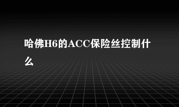 哈佛H6的ACC保险丝控制什么