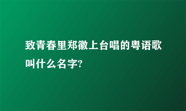 致青春里郑徽上台唱的粤语歌叫什么名字?