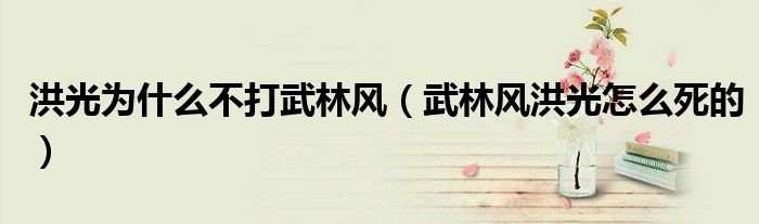 洪光为什么不打武林风武林风洪光怎么死的
