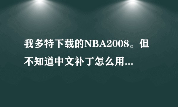 我多特下载的NBA2008。但不知道中文补丁怎么用啊。详细点。急急急。