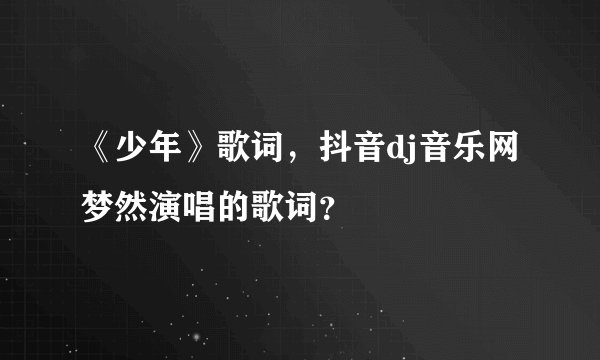 《少年》歌词，抖音dj音乐网梦然演唱的歌词？