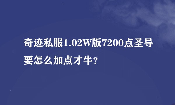 奇迹私服1.02W版7200点圣导要怎么加点才牛？