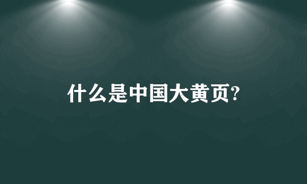 什么是中国大黄页?
