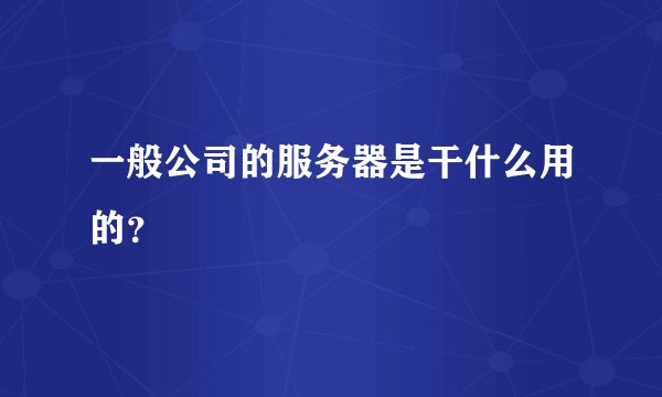 一般公司的服务器是干什么用的？
