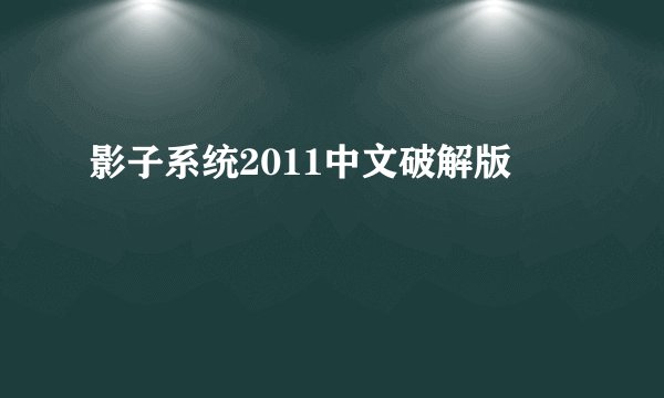 影子系统2011中文破解版