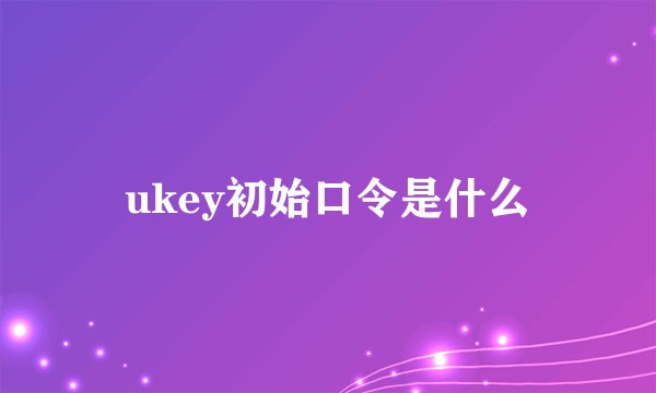ukey初始口令是什么