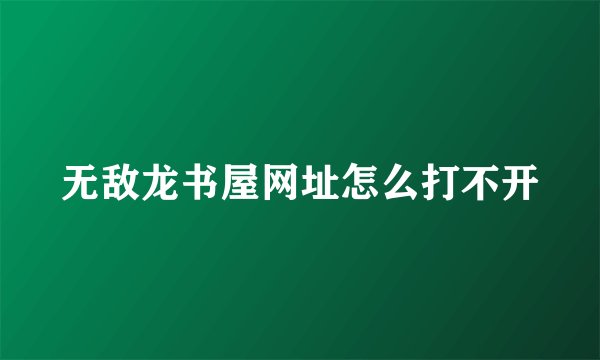 无敌龙书屋网址怎么打不开