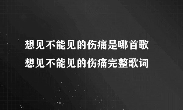 想见不能见的伤痛是哪首歌 想见不能见的伤痛完整歌词