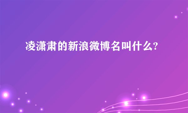 凌潇肃的新浪微博名叫什么?