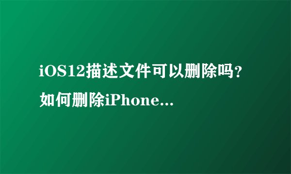 iOS12描述文件可以删除吗？如何删除iPhone上的描述文件？