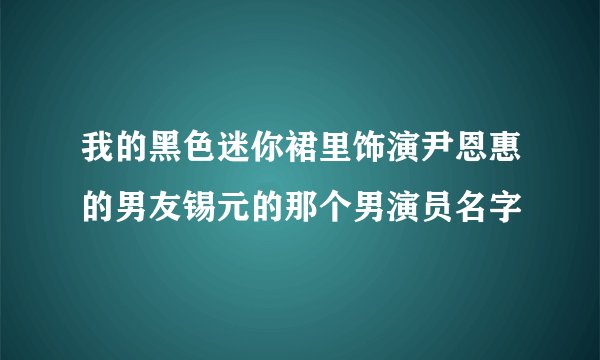 我的黑色迷你裙里饰演尹恩惠的男友锡元的那个男演员名字