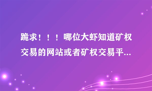 跪求！！！哪位大虾知道矿权交易的网站或者矿权交易平台什么的？还有就是，矿权交易要注意些什么呀？