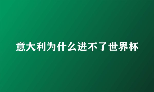 意大利为什么进不了世界杯