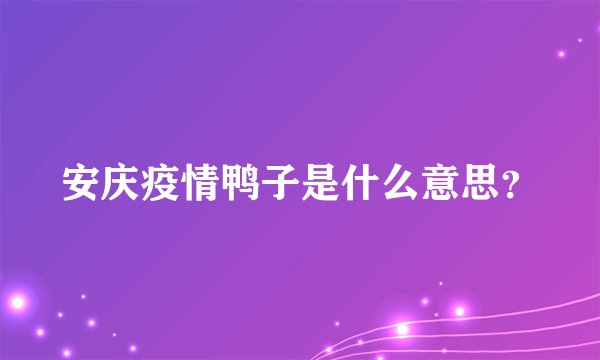 安庆疫情鸭子是什么意思？