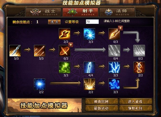 神曲弓箭手技能点怎么加?