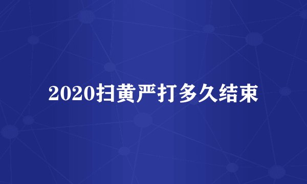 2020扫黄严打多久结束