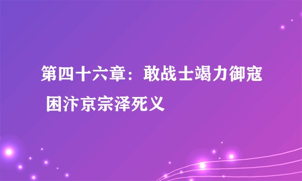 第四十六章：敢战士竭力御寇 困汴京宗泽死义