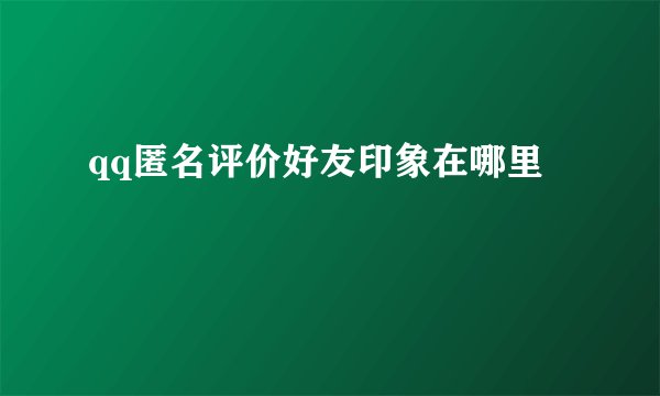 qq匿名评价好友印象在哪里