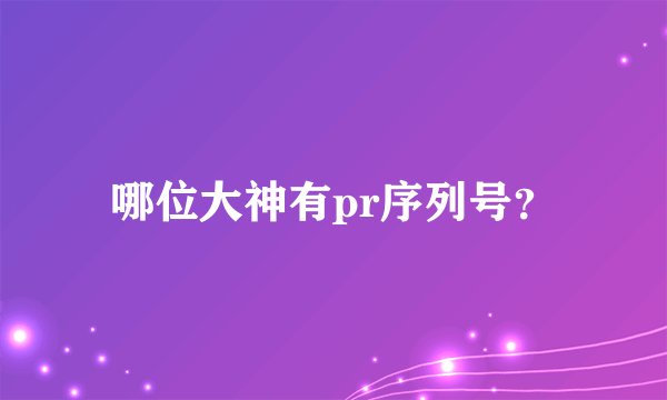 哪位大神有pr序列号？