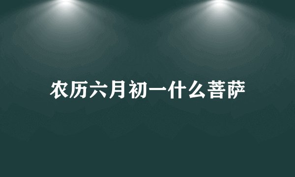 农历六月初一什么菩萨